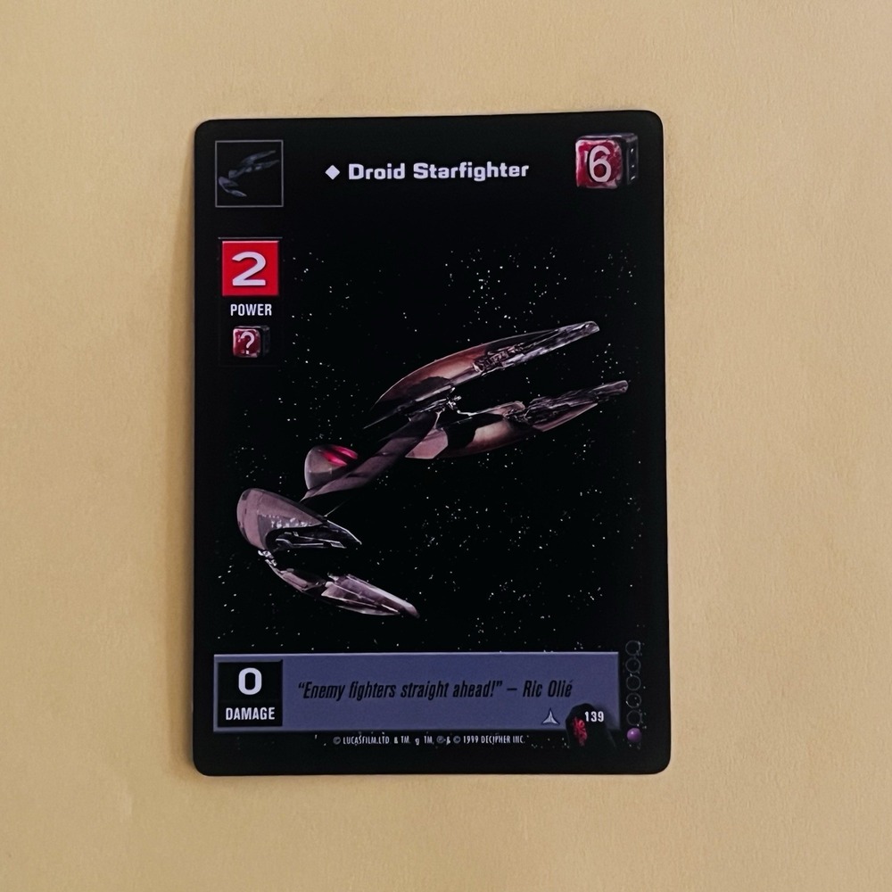 1999 Star Wars: Young Jedi CCG The Menace of‎ Darth Maul Droid Starfighter #139